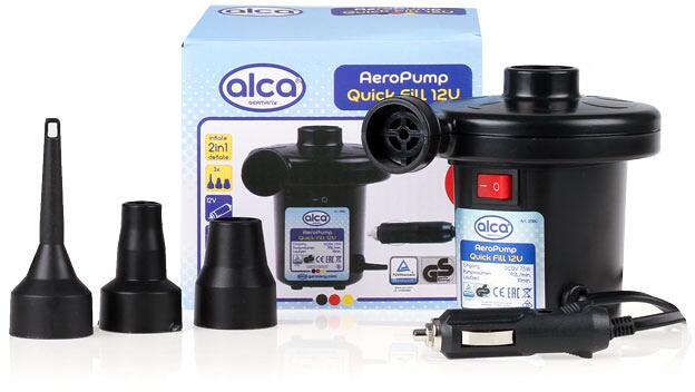 Nærbilde av Elektrisk luftpumpe QuickFill 12V 75W med 3 adaptere