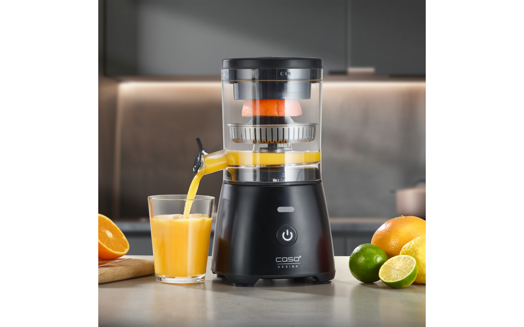 Elektrisk sitruspresse CP 400 Lift med juice direkte i glasset