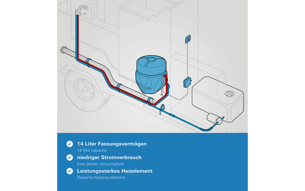 Bakside av Elektrisk varmtvannsbereder 14 l 850 W 230 V rustfritt stål