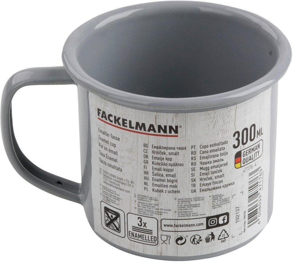 Nærbilde av Emaljekopp lysgrå 200 ml emaljemateriale