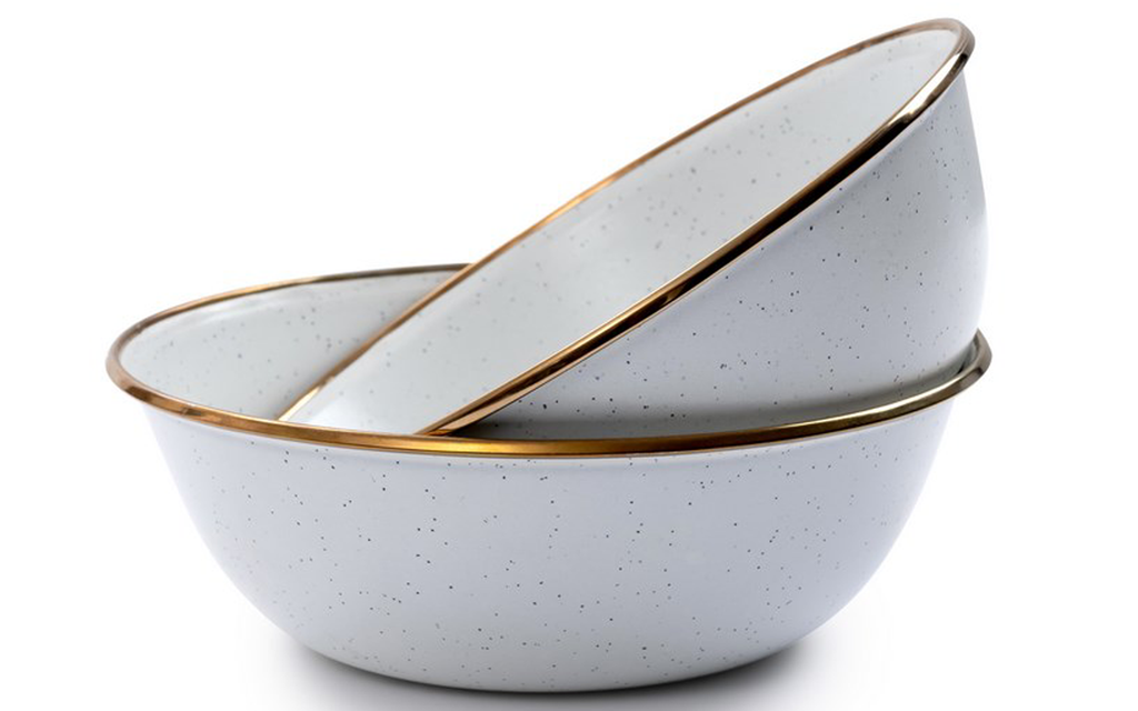 Emaljert bolle sett 2-deler egg shell forfra