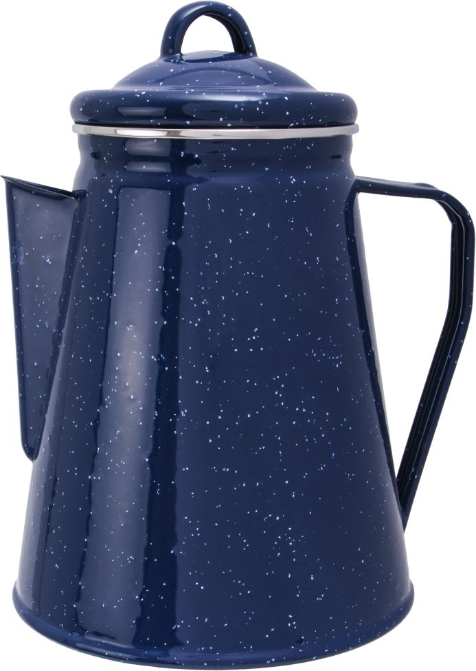 Emaljert kaffekanne 1,8 l med perkolator blå - Origin Outdoors sett forfra