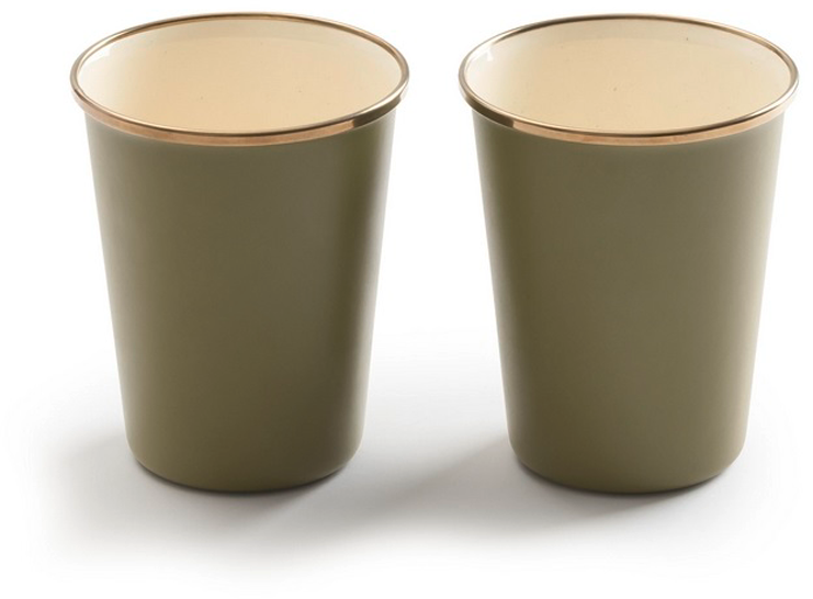 Emaljert koppesett Enamel 2-deler olive - Barebones forfra