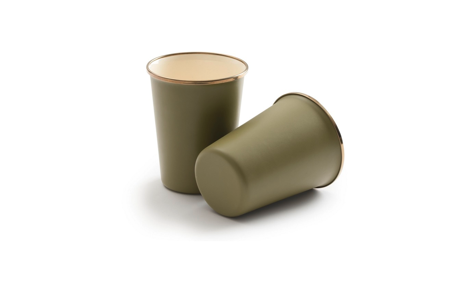 Emaljert koppesett Enamel 2-deler olive - Barebones nærbilde