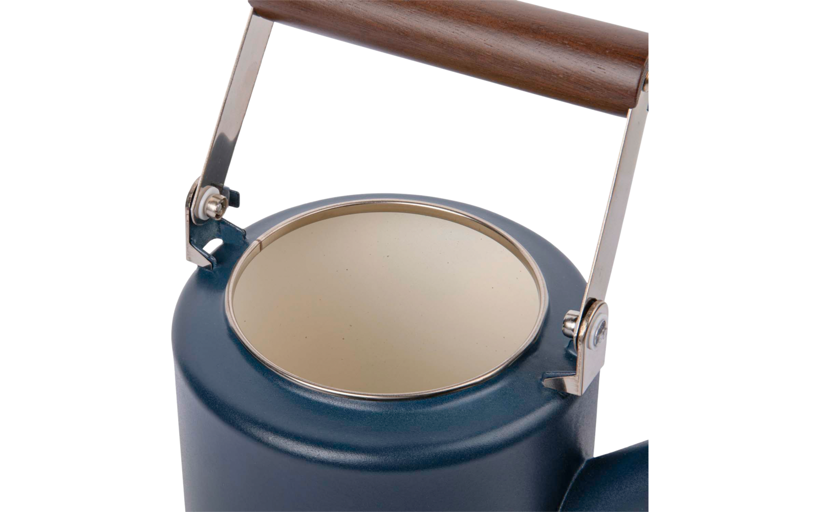 Detalj av Emaljert tekanne Enamel 2-Tone 21,5x15,2x25,4 cm - Barebones med valnøttgrep