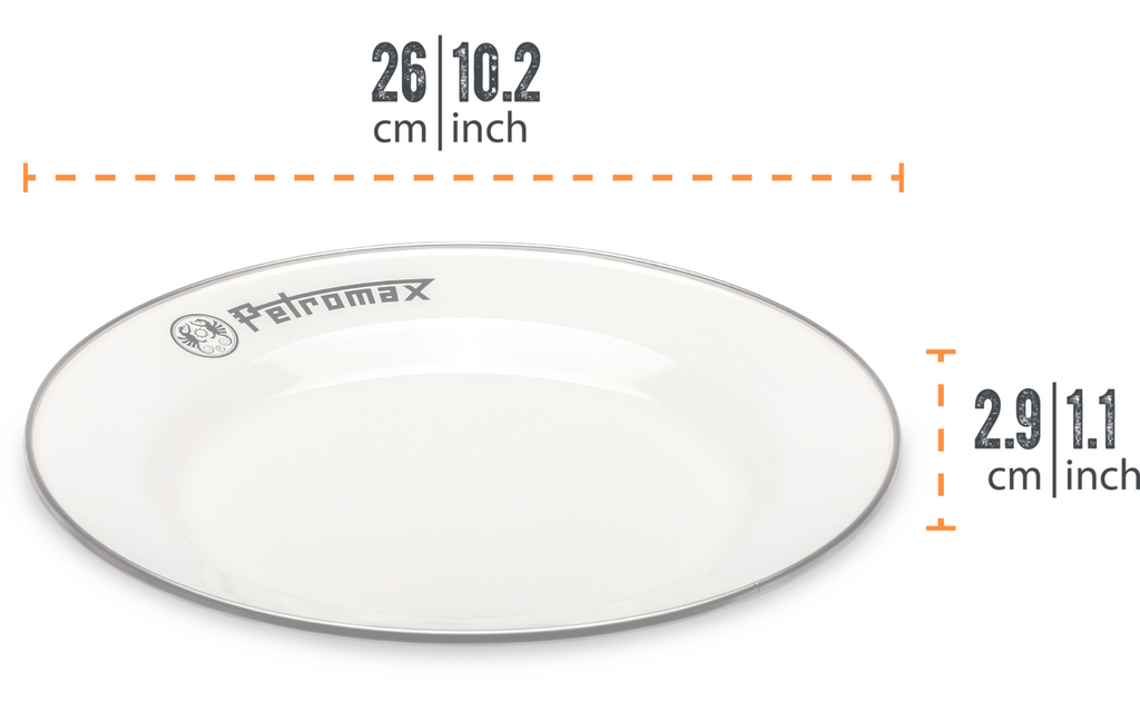 Emaljerte tallerkener 2-pk 26 cm hvit stål - Petromax detalj