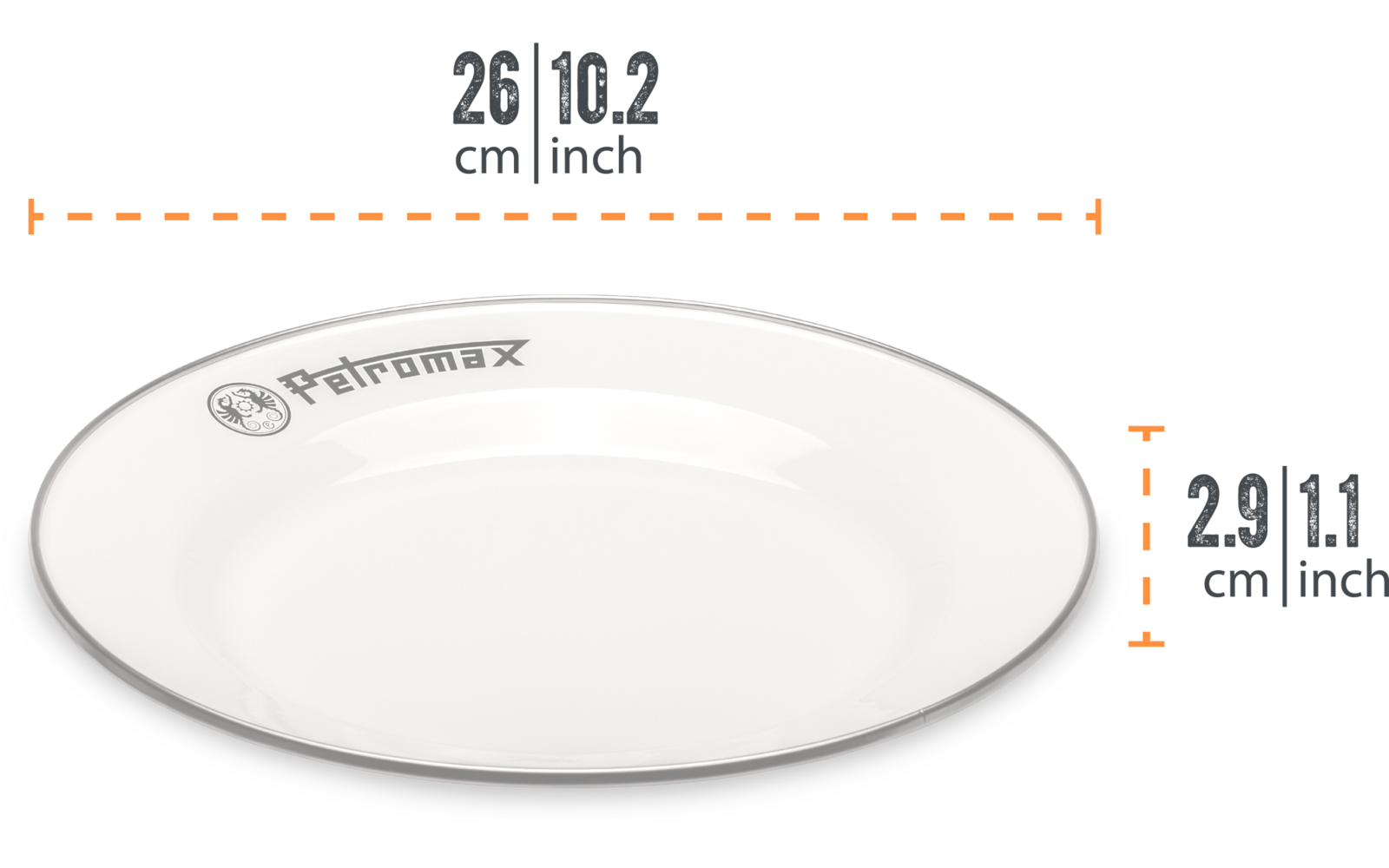 Emaljerte tallerkener 2-pk 26 cm hvit stål - Petromax detalj