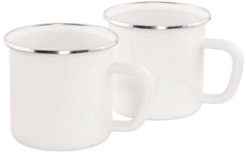 Emaljkopp Delight 2-pakning hvit 9,5x12x9 cm - Outwell forfra