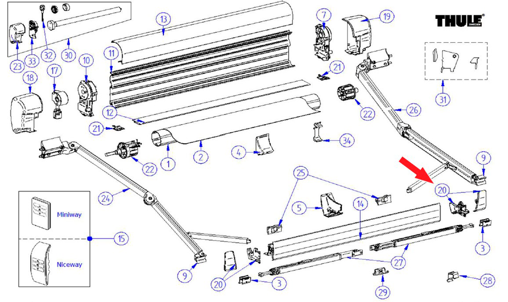 Endekapper for frontblende til Omnistor 8000 venstre side - Thule