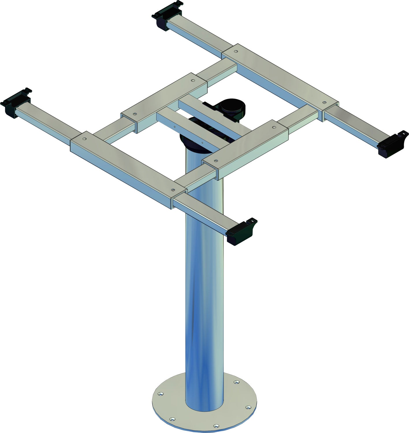 Ensøylet bordunderstell aluminium 360° dreining 730mm - Ilse forfra