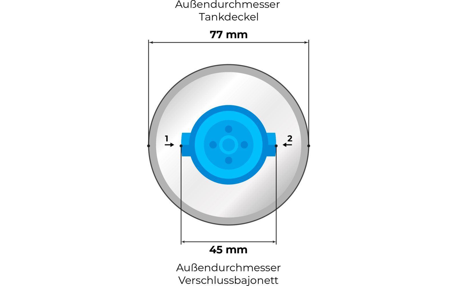 Entry adapter 2-pin for 78 mm tanklokk bakside