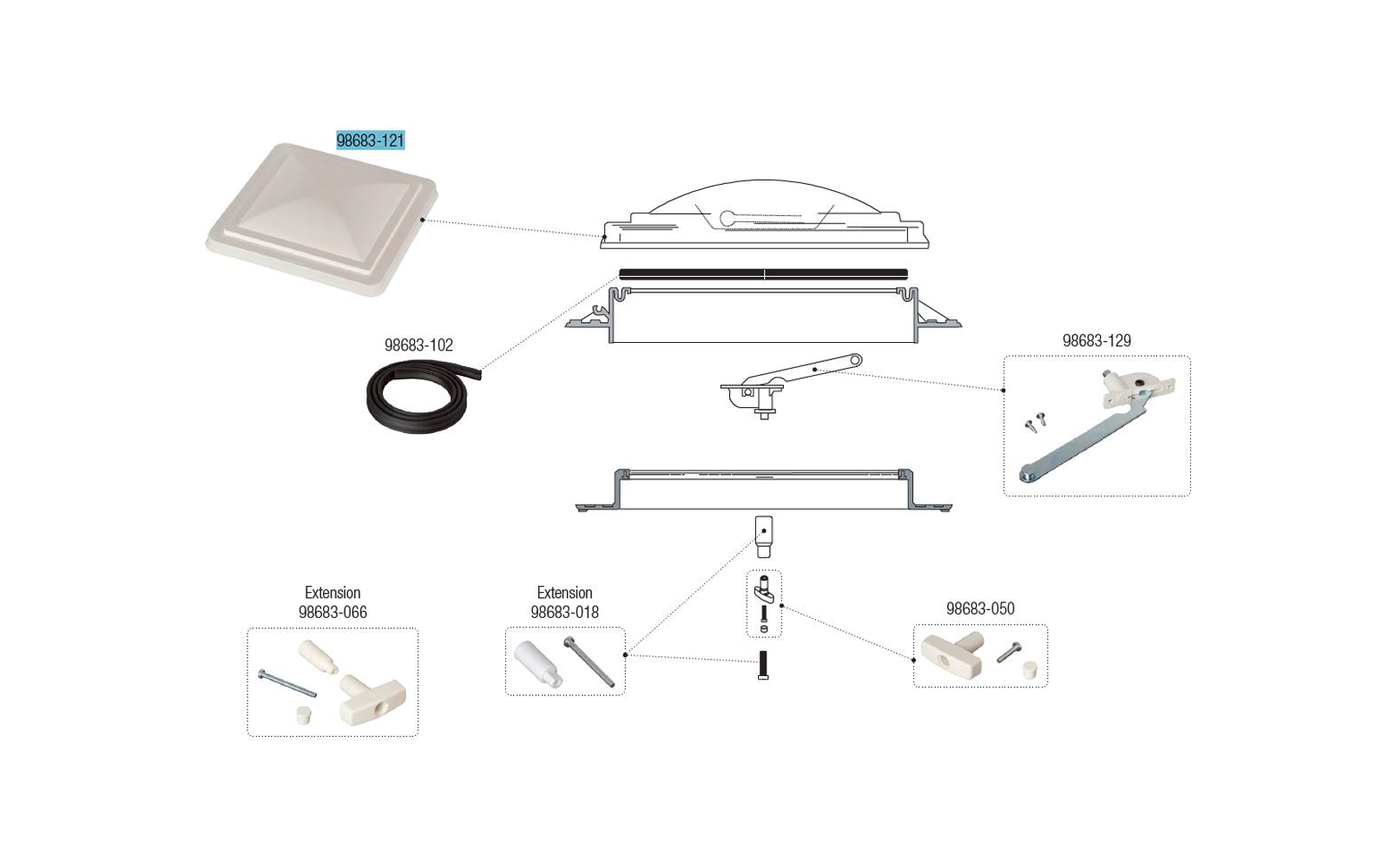 Erstatningskuppel hvit for Vent 40 / Turbo Vent Pro - Fiamma detaljer