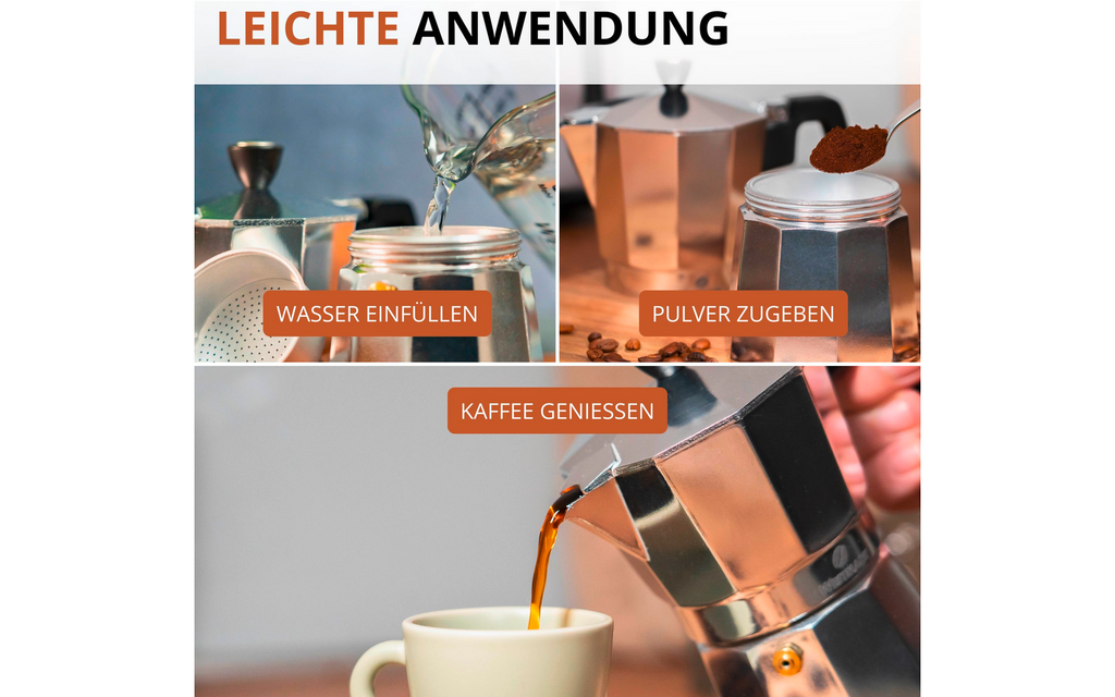Nærbilde av håndtak på Espressokoker Brasilia aluminium