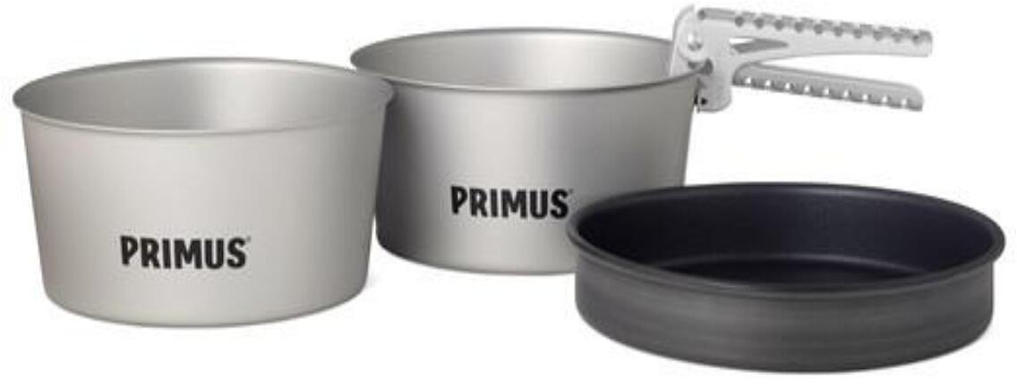 Essential kokekartsett 4-deler aluminium med stekepanne - Primus montert på camping