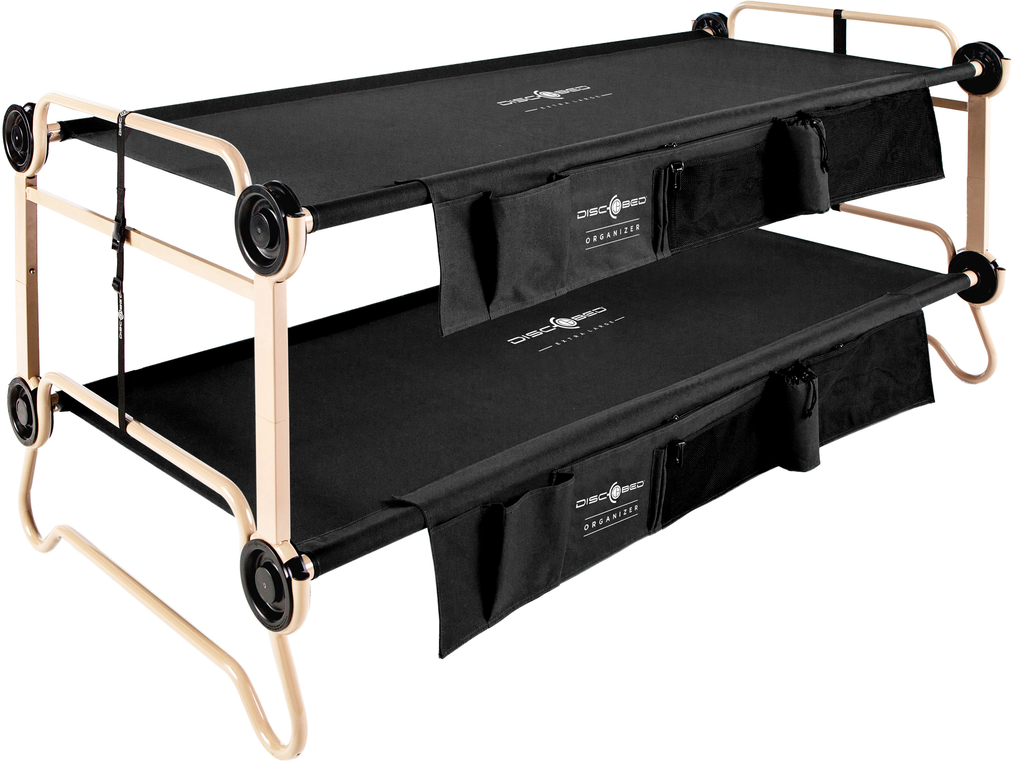 Etasjeseng XL med sidelommer 201 x 88 cm, 227 kg Disc-O-Bed forfra
