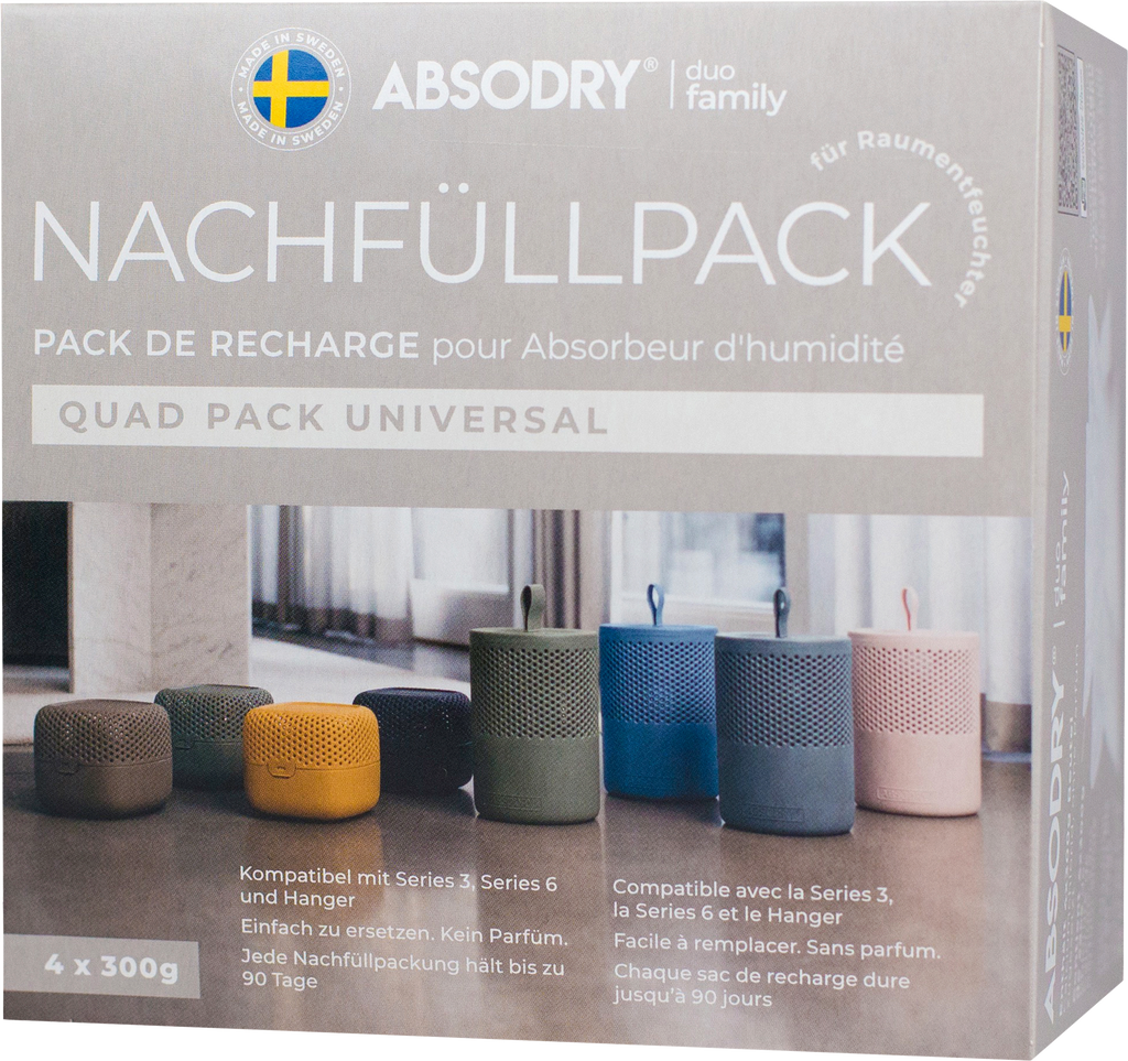 Etterfyllingspose Duo Family 4 x 300 g for Series 3/6 - Absodry forfra