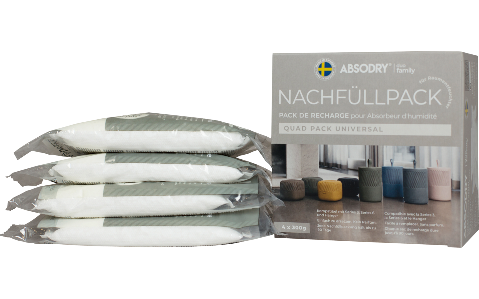 Etterfyllingspose Duo Family 4 x 300 g for Series 3/6 - Absodry nærbilde av krystaller