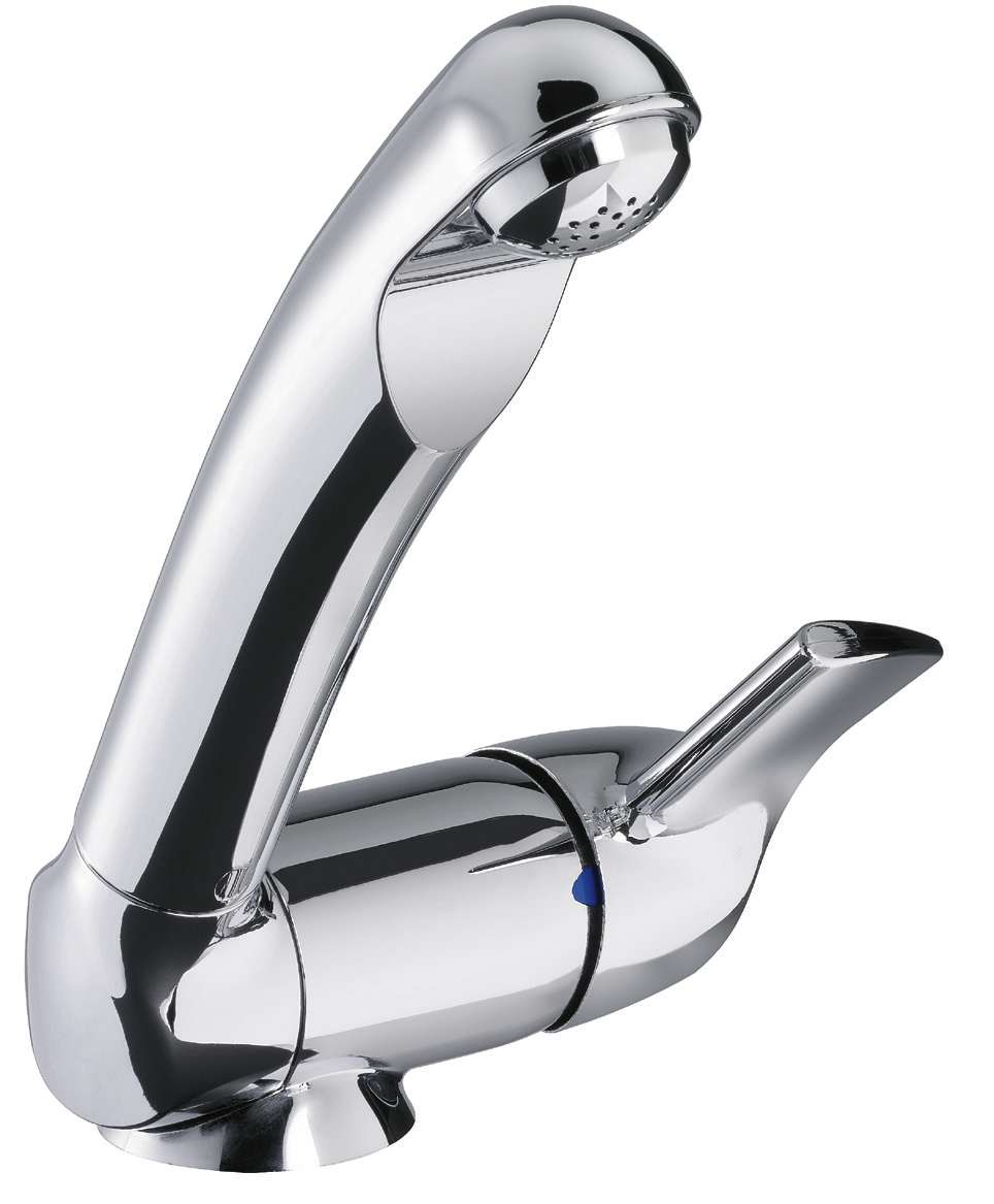 Ettgreps blandebatteri Keramik Style med bryter krom 33 mm fra Reich montert