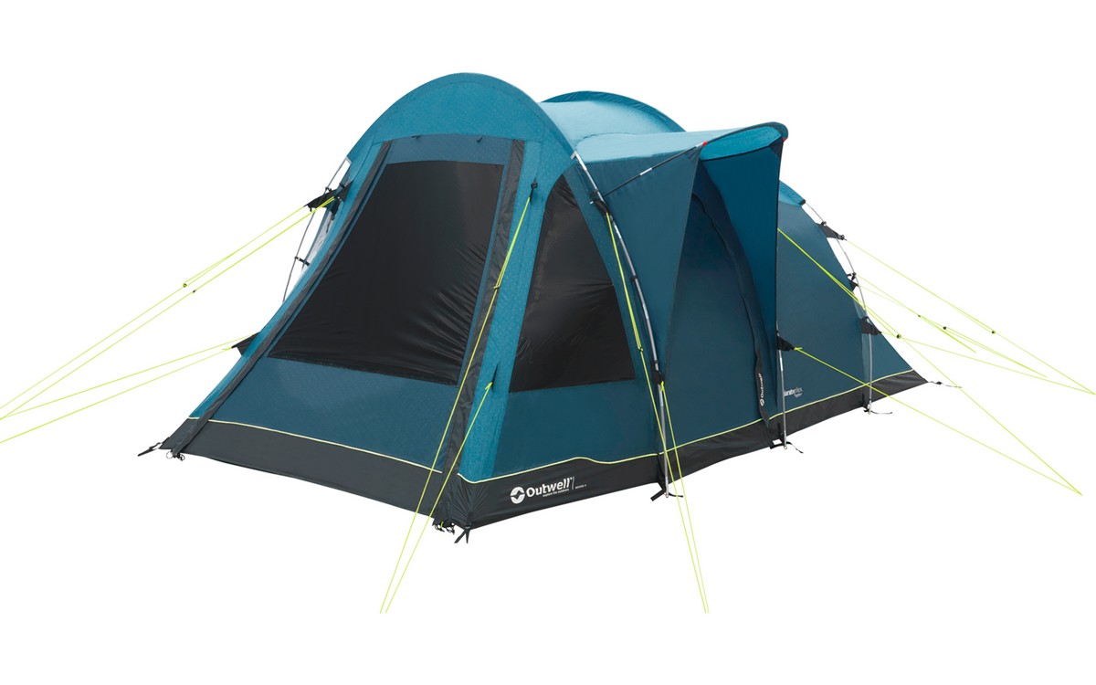 Familietelt Nevada 4 for 4 personer vannsøyle 3000 mm - Outwell sett fra siden med Rain Safe-sidedør