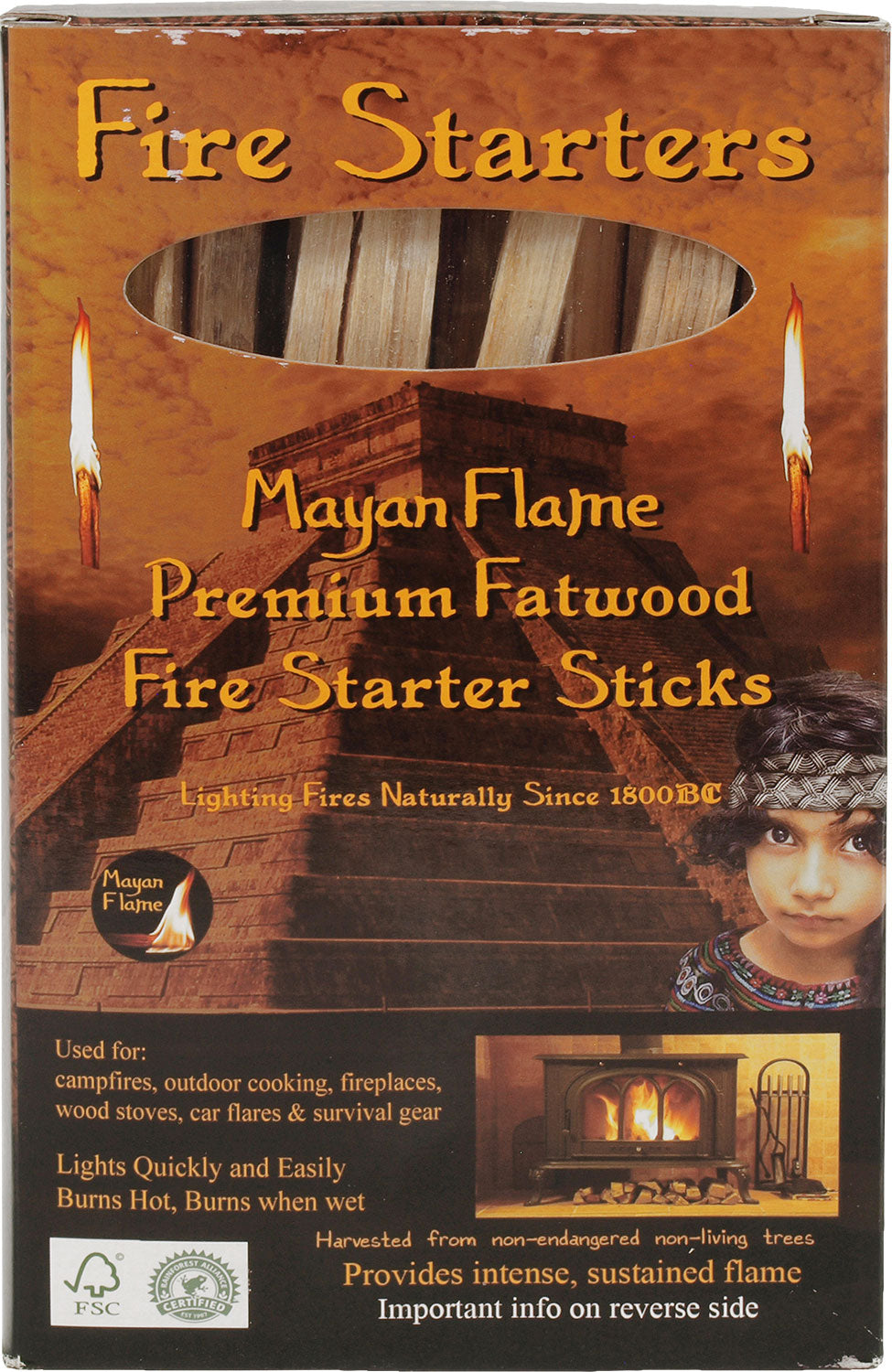 Fatwood Maya Stick naturlig opptenningsved 19,5 cm for enkel opptenning
