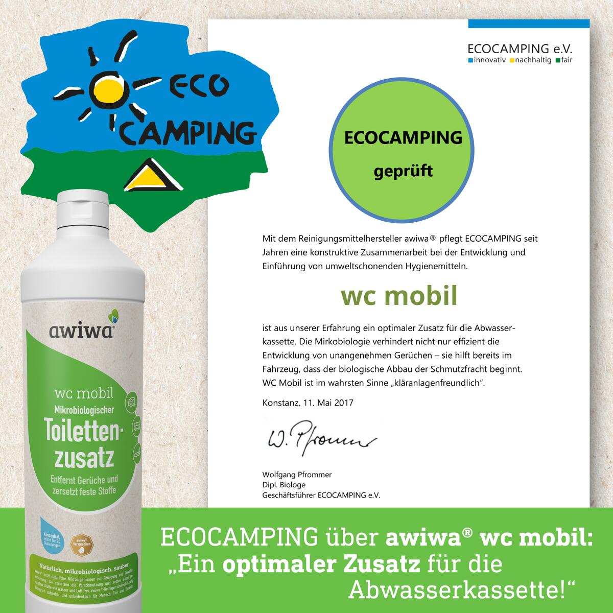 Fekaltanktilsetning for campingtoalett 1000 ml - Awiwa WC Mobil montert i campingtoalett