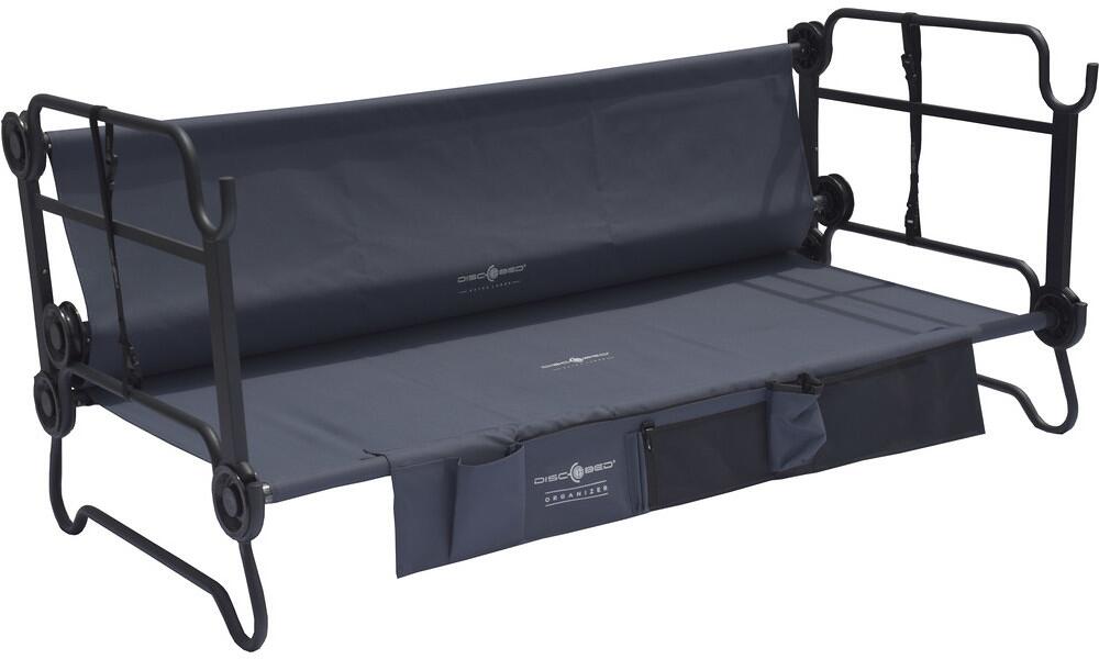 Feltseng XL med sidelommer 208x100x41 cm montert på campingplass