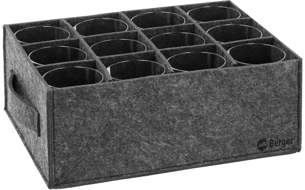 Filtorganiser for 6 eller 12 glass til bobil og campingvogn bakside