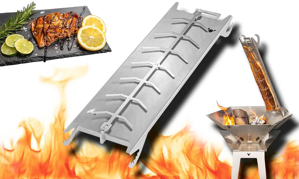 Flammelaksholder i rustfritt stål 53x17 cm bakside