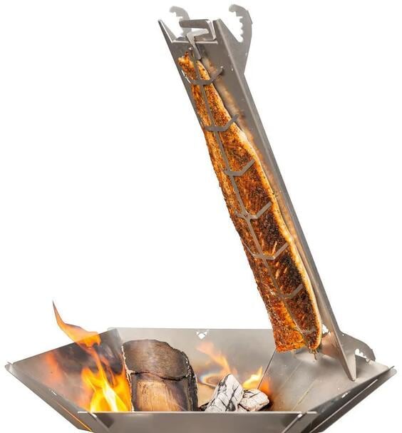 Montert Flammelaksholder i rustfritt stål 53x17 cm på grill