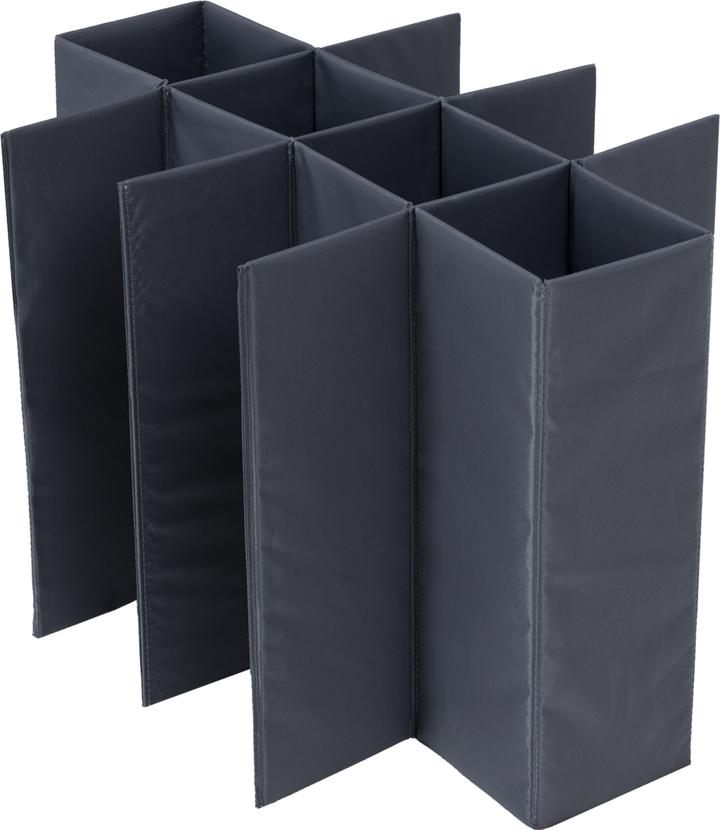 Flaskeinnsats for sammenleggbar handlekurv, 3 flasker - Meori forfra