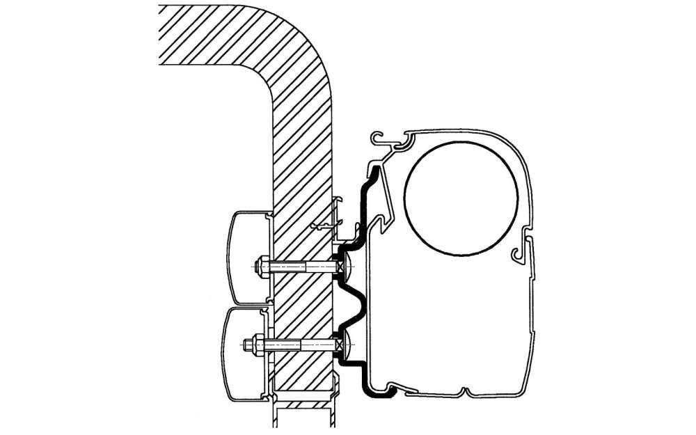 Flat Adapter Serie 6 markiseadapter Omnistor 9200/6300/6200 Thule for veggmontering