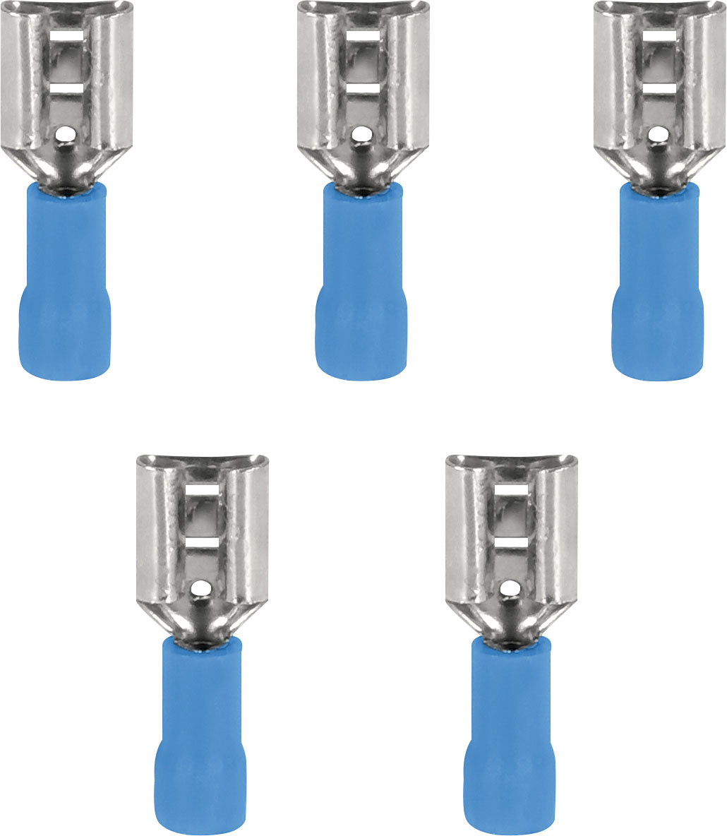 Flatstifthylser blå 6,3 mm for kabel til 2,5 mm² 5-pk - InnTec forfra