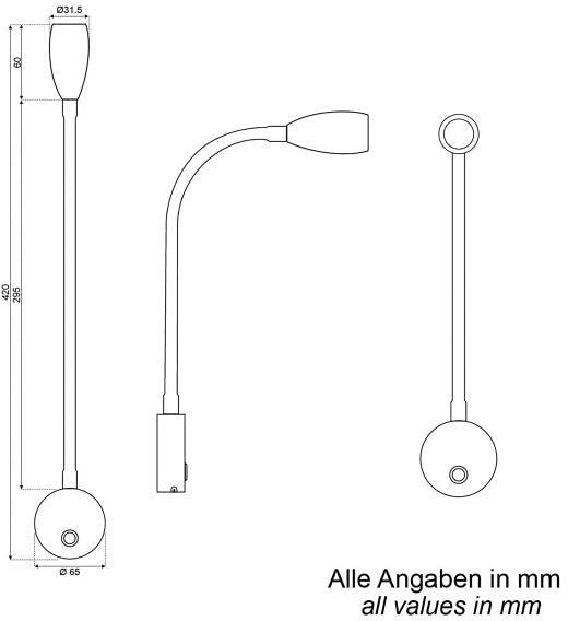 Fleksibelt LED svanehalslys dimmbart 2,2W USB-C 42cm - nærbilde av svanehals