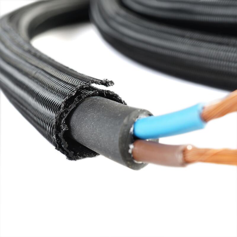 Detalj av flettet kabelstrømpe 6 mm svart, 5 meter - WATTSTUNDE