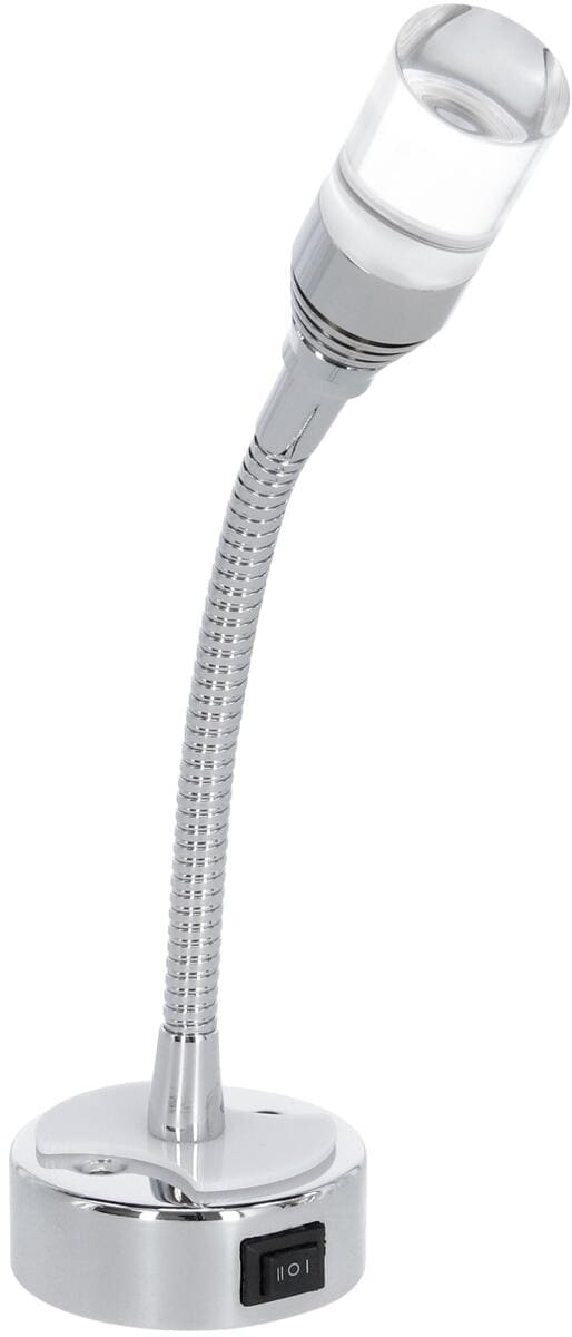 Flexi 2 leselampe med nattlys 12V/1W krom forfra