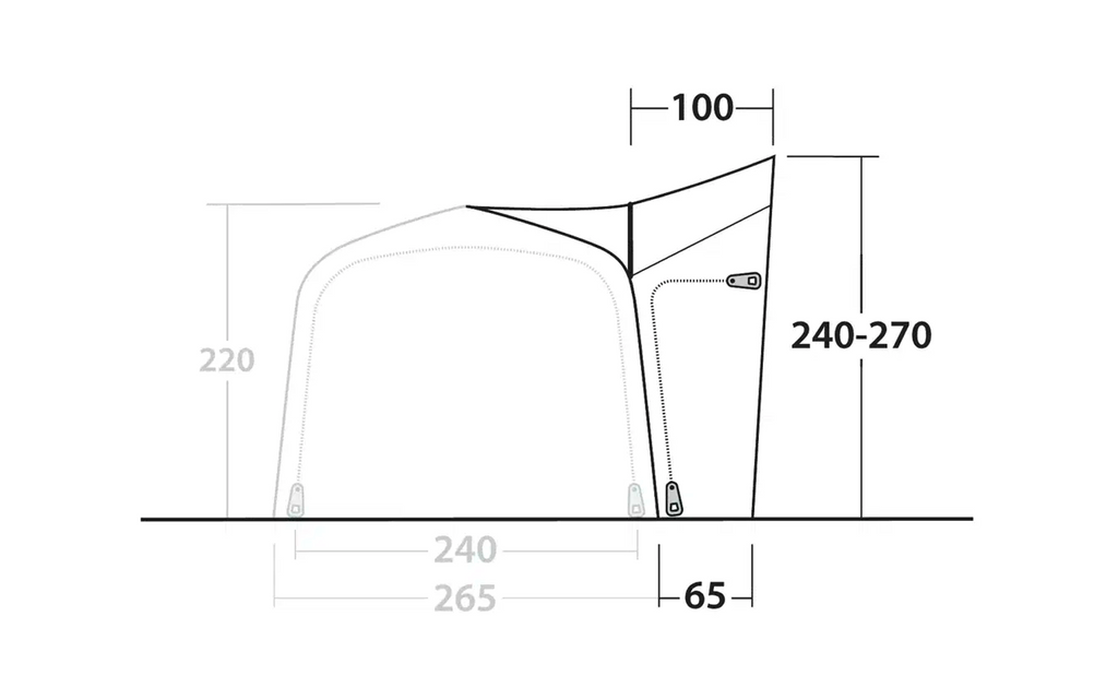 Montert Forbindelsessluse Connection for høye kjøretøy 240-270 cm - Outwell med kjøretøy