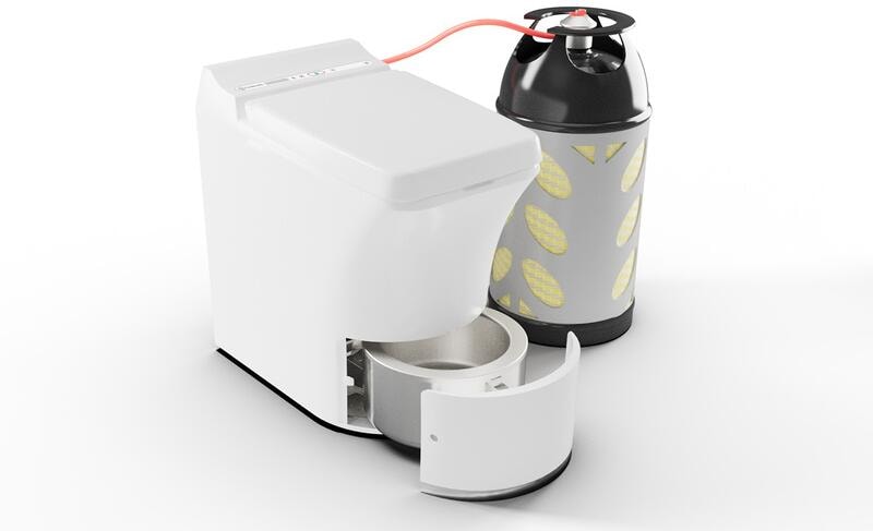 Forbrenningstoalett Freedom propangass 12V inkl. 100 toalettposer foran