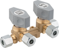 Fordelingsblokk 2 utganger 8 mm for gassinstallasjon - GOK forfra