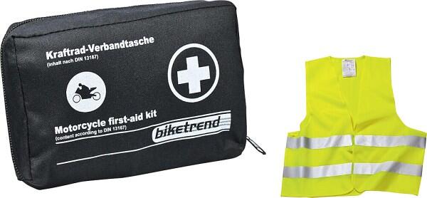 Førstehjelpsveske mini svart med refleksvest DIN 13167 - Car Comfort forfra