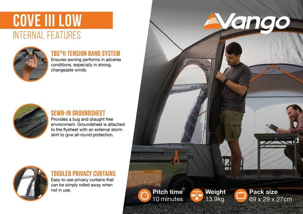 Fortelt Cove III Low 310x320cm for campingbuss ventilasjonspanel