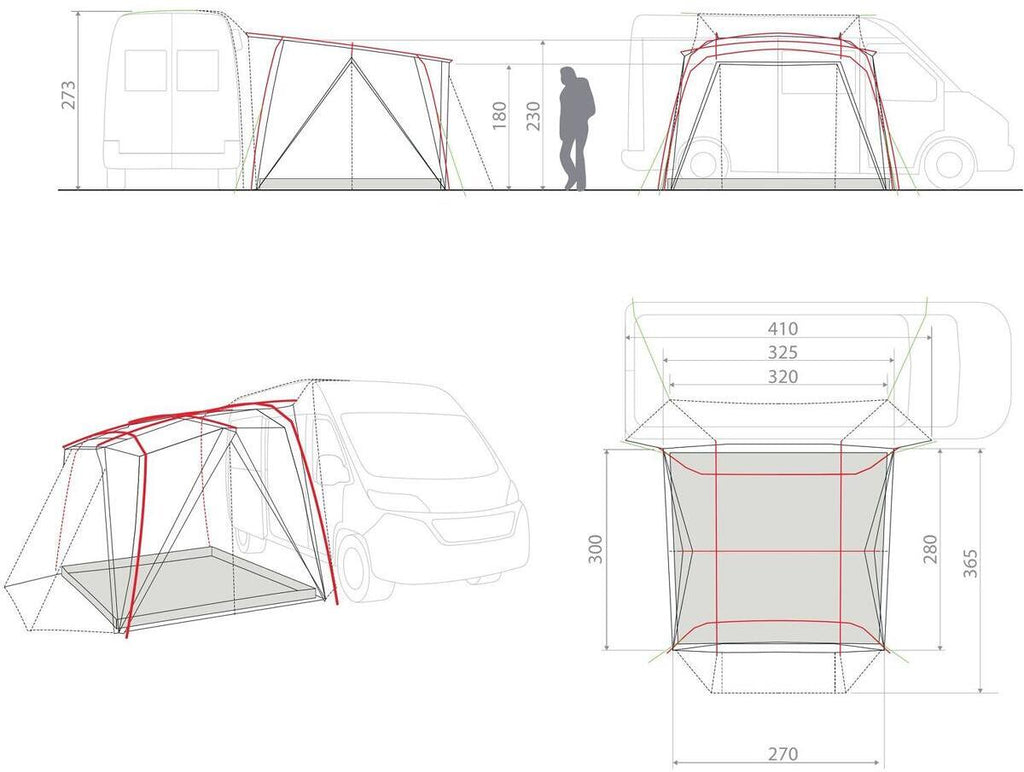 Pakkevolum til Fortelt Drive Pavillon 300x270 cm for kassevogn H1-H3 - VAUDE sammenpakket