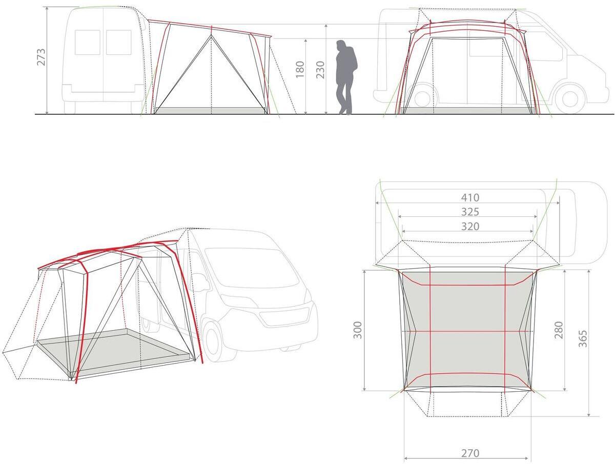 Pakkevolum til Fortelt Drive Pavillon 300x270 cm for kassevogn H1-H3 - VAUDE sammenpakket