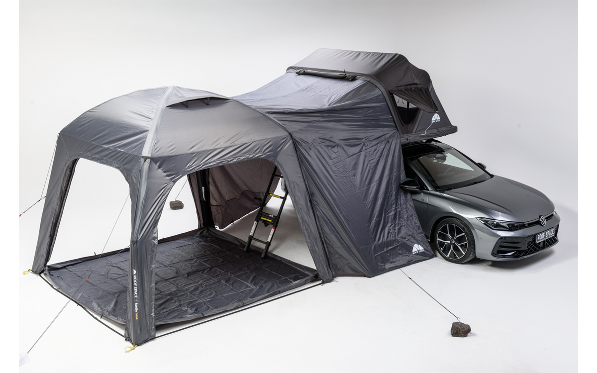 Fortelt Family Base frittstående 3x3 m for Roof Space 2 - RoofSpace i bruk på campingplass