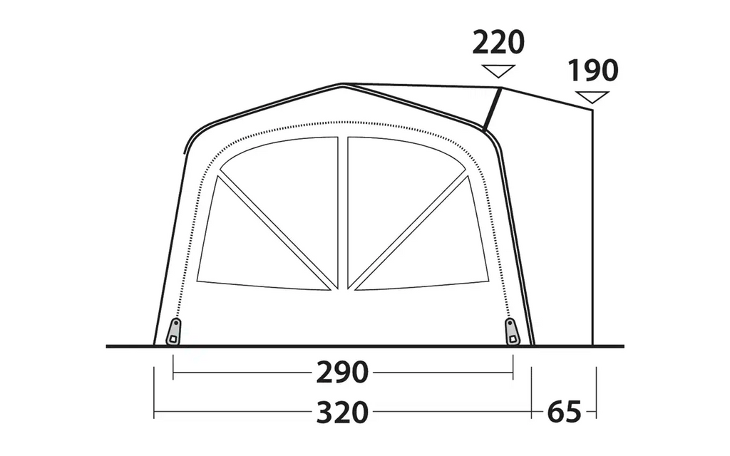 Fortelt Jones M Power Air oppblåsbart 320x320 cm for bobil - Outwell tette skjøter