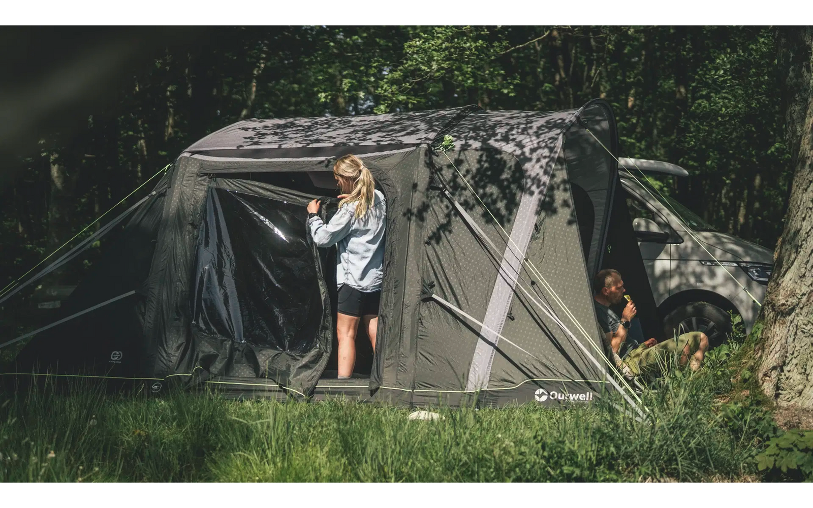 Fortelt Jones M Power Air oppblåsbart 320x320 cm for bobil - Outwell vindu med myggnett