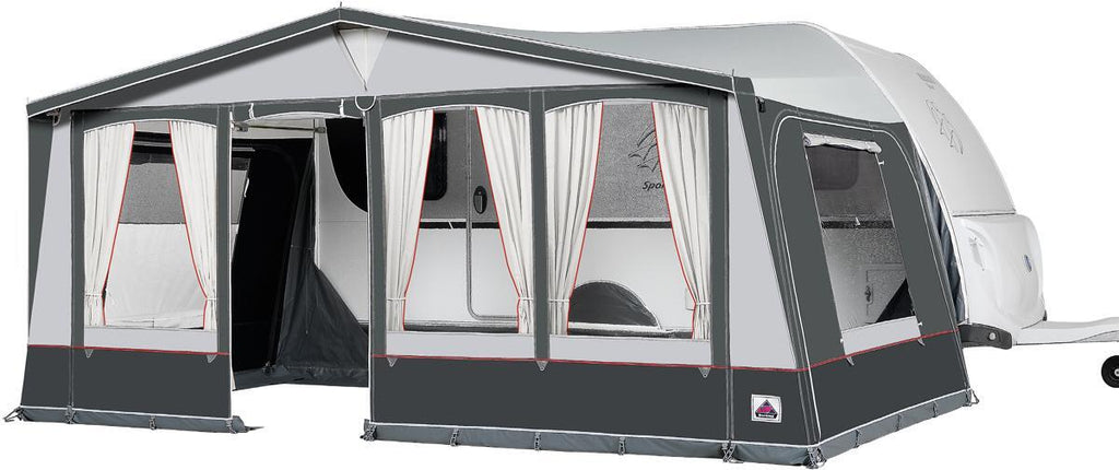 Fortelt Milano for campingvogn med EasyGrip stålramme sett forfra