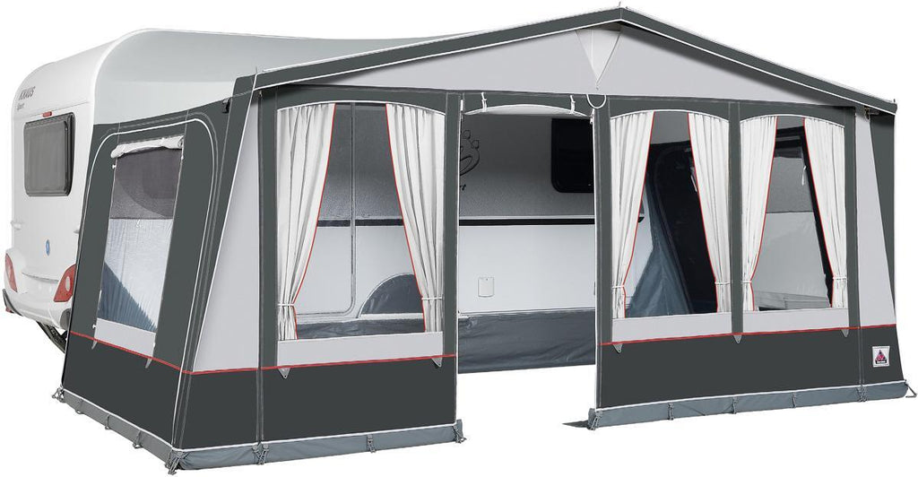 Fortelt Milano for campingvogn detaljbilde av stoff og ramme