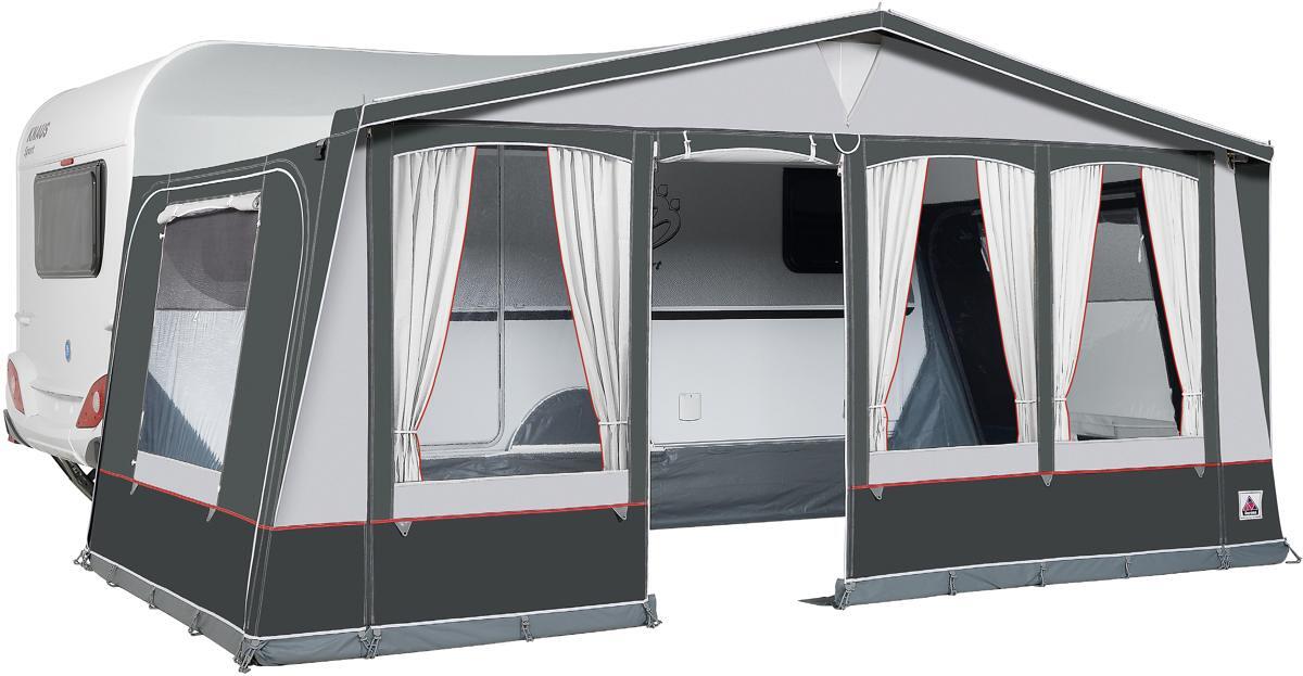 Fortelt Milano for campingvogn detaljbilde av stoff og ramme