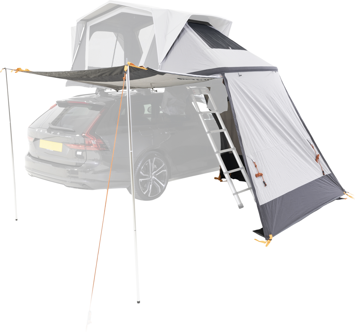 Fortelt RT Awning S for taktelt TRT 140 AIR 190x220 cm - Dometic montert ved bil sett forfra