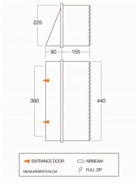 Detalj av glidelås på Fortelt-tilbygg SentEx TA101 for Tahiti/Anantara/Ventanas 440x245 cm